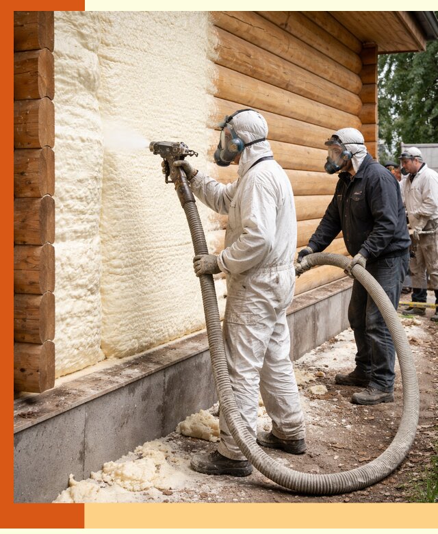 Утепление дома из бруса пенополиуретаном в Ишиме