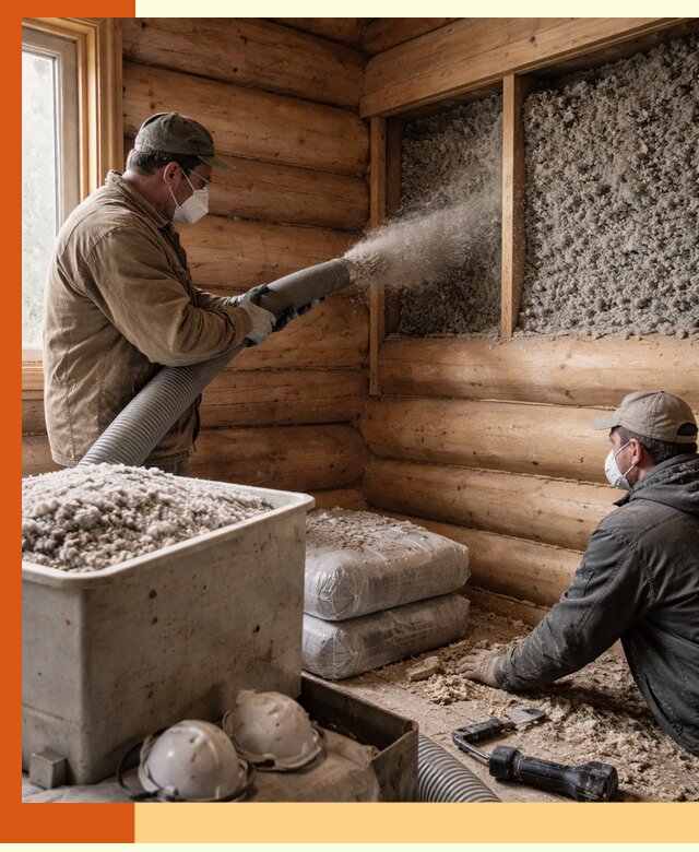 Утепление дома из бруса эковатой в Ишиме