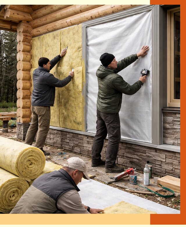 Утепление бревенчатого дома в Ишиме от 7951 руб/м2 — заказать под ключ | ТепломастерШм