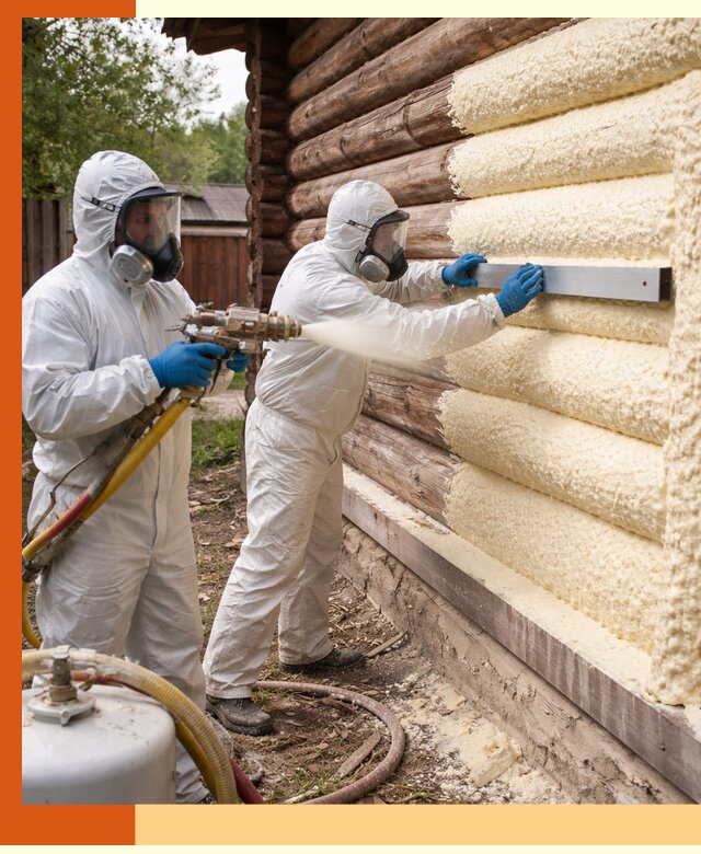 Утепление бревенчатого дома ППУ в Ишиме эффективной изоляцией