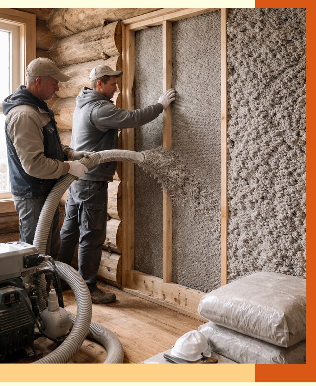 Утепление бревенчатого дома эковатой в Ишиме от 2858 руб. | ТепломастерШм