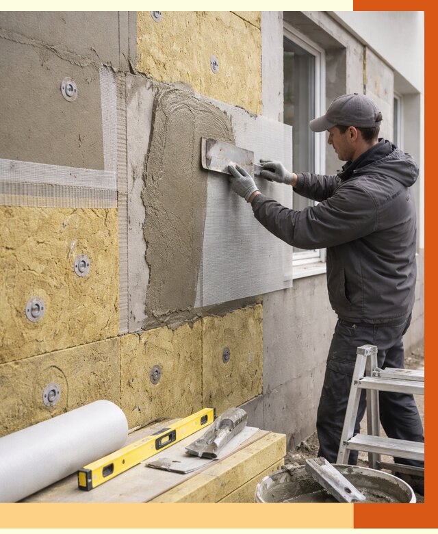 Утепление фасада под штукатурку в Ишиме от 4365 руб/м2 — монтаж пенопластом и минватой | ТепломастерШм