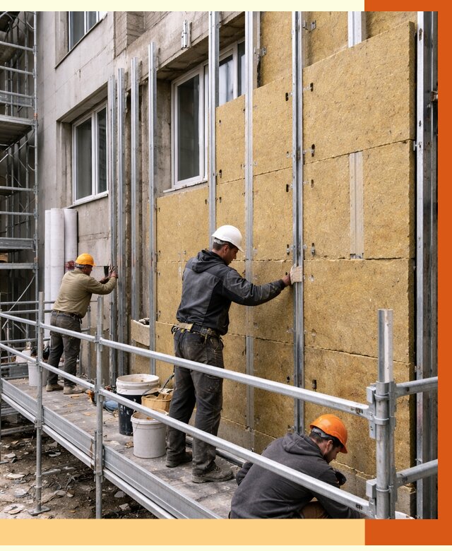 Утепление вентилируемого фасада в Ишиме от 5820 руб/м2 — монтаж и утепление вентфасад | ТепломастерШм