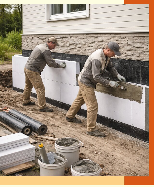 Утепление фундамента снаружи в Ишиме от 4365 руб. за м² | ТепломастерШм