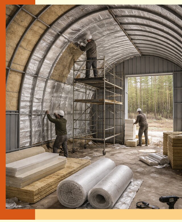 Утепление арочного ангара под ключ в Ишиме