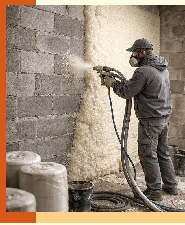 Утепление блочной стены ППУ в Ишиме качественно и надёжно