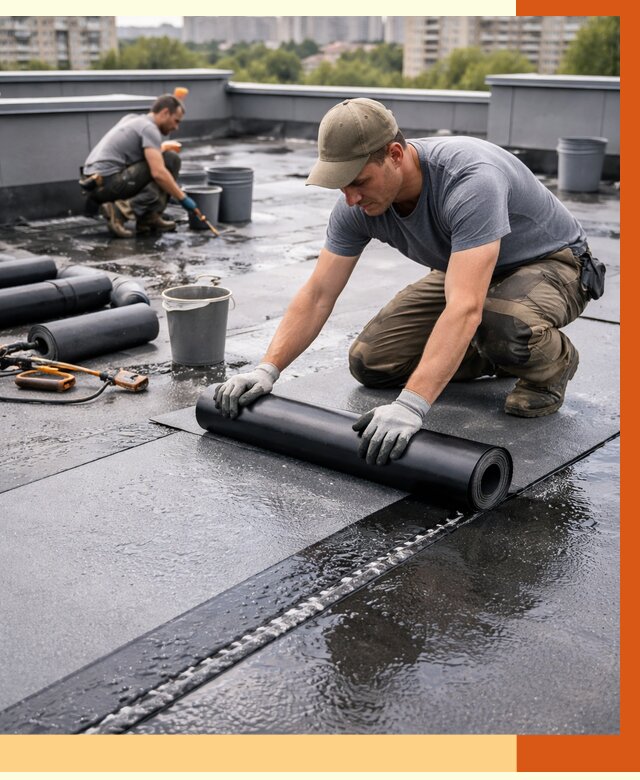 Гидроизоляция плоской кровли в Ишиме от 4677 руб./м2 — профессионально | ТепломастерШм
