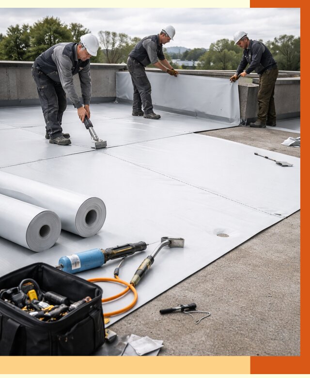 Гидроизоляция мембранной кровли в Ишиме от 7795 руб./м² — профессионально | ТепломастерШм