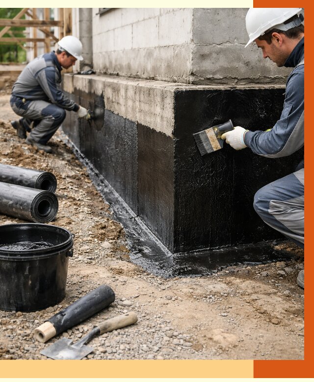 Гидроизоляция фундамента в Ишиме от 1299 руб. — профессионально, под ключ | ТепломастерШм