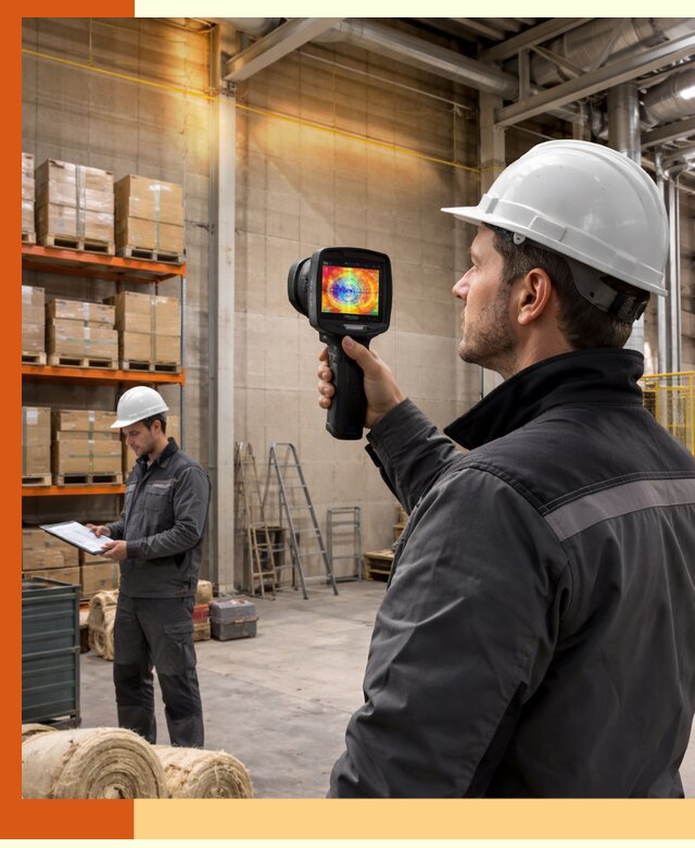 Тепловизионное обследование склада и выявление утечек в Ишиме