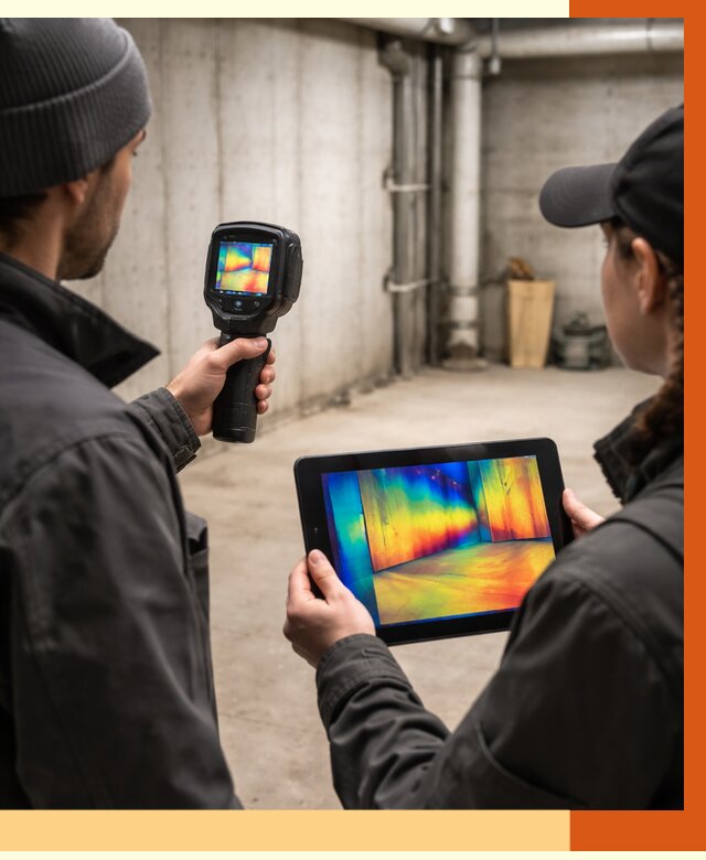 Тепловизионное обследование подвала в Ишиме от 4677 руб. — проверка гидроизоляции | ТепломастерШм