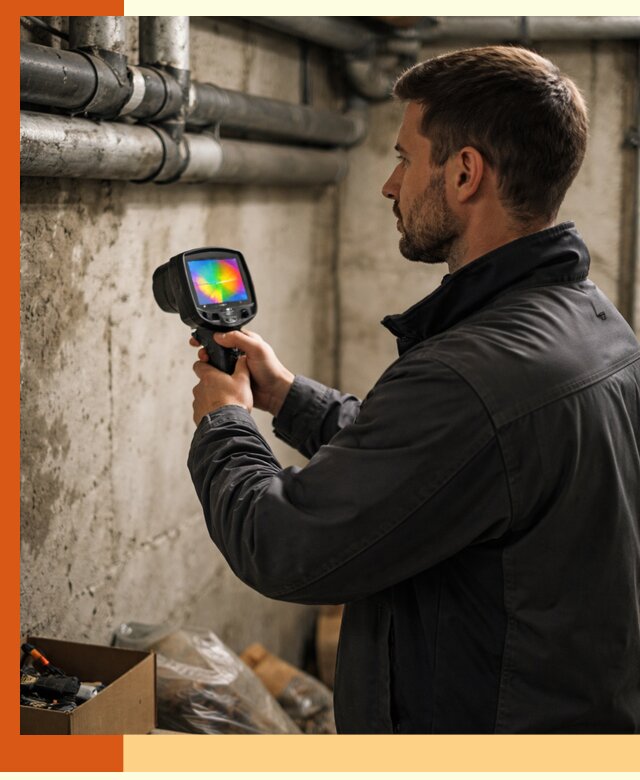 Тепловизионное обследование подвала в Ишиме для поиска утечек тепла