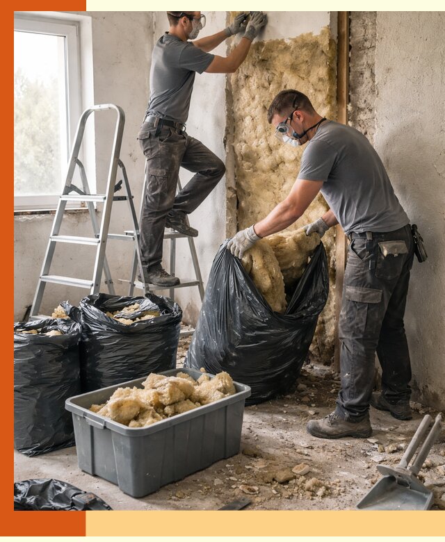 Демонтаж старого утеплителя и вывоз отходов в Ишиме