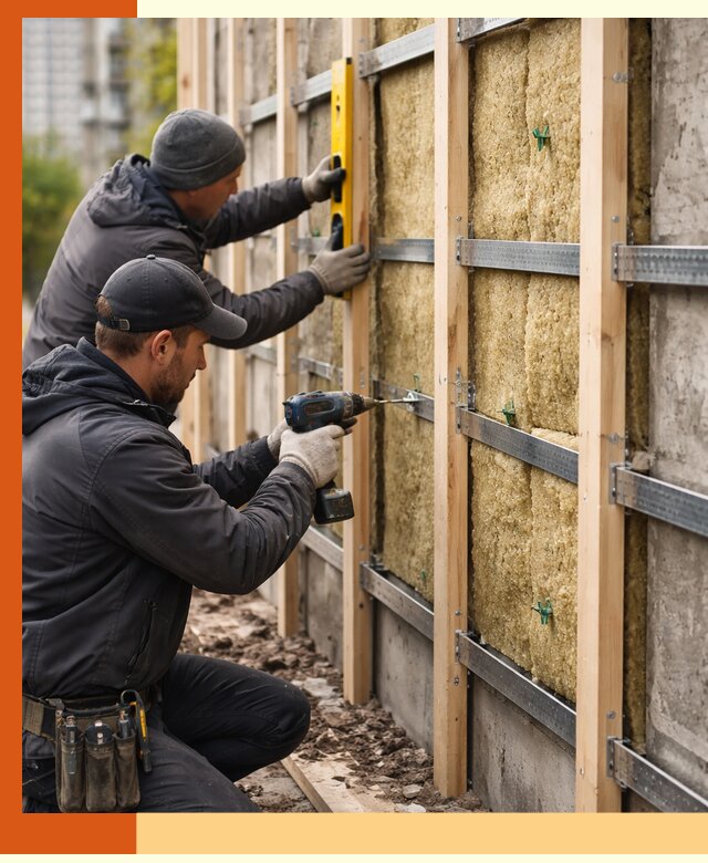 Монтаж обрешетки под утепление зданий и квартир в Ишиме